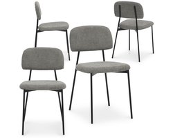 Eetkamerstoel TOLEDO set van 4 gestoffeerd, lichtgrijs - met gestoffeerde zitting en rugleuning, stevig ijzeren frame, moderne keukenstoelen voor eethoek en eetkamermeubels - set met hoofdafbeelding