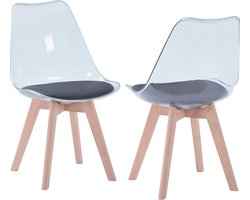 Eetkamerstoel Transparant - Eetkamerstoelen - Modern - Scandinavian stijl - Kuipstoel - Doorzichtig - Zwart - set van 2