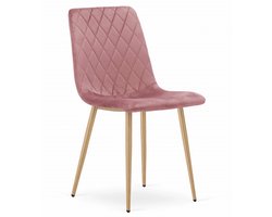 Eetkamerstoel TURIN Donkerroze – Velvet Bekleding, Modern, Ergonomisch Design, Houtlook Metalen Poten, Max. 120 kg