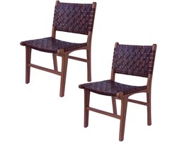 Eetkamerstoel van echt leer – leren stoel met houten poten voor eettafel of woonkamer