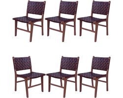 Eetkamerstoel van echt leer – leren stoel met houten poten voor eettafel of woonkamer