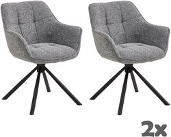 Eetkamerstoel (vergaderstoel) Anna - draaibaar met armleuning - kleur antraciet 453 - set van 2