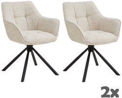 Eetkamerstoel (vergaderstoel) Anna - draaibaar met armleuning - kleur taupe 110 - set van 2