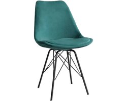 Eetkamerstoel Viga turquoise velvet eetstoel