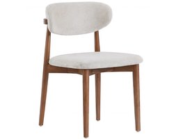 Eetkamerstoel – Walnootkleurige eikenhout – Beige bekleding – Scandinavisch design – Noma