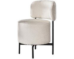 Eetkamerstoel Wit Bouclé Set Van 2 (Draaibaar) - Witte Dinerstoel met Comfortabele Zitting - Luxe Witte Bouclé Teddy Stoel - Industrieel Eettafel Stoel (51x61x82) Draaibare Dinerstoel met Ronde Zitting - Set Van 2