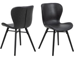 Eetkamerstoel Zaria -A1 leather look Zwart - Giga Living - Set van 2