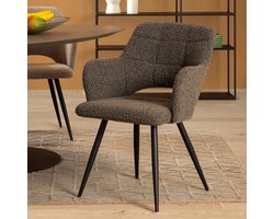 Eetkamerstoel Ziggy - Stof - Bruin - 61 x 86 x 63 cm (BxHxD)