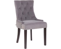 Eetkamerstoel zonder armleuning van hout met fluwelen bekleding in grijs