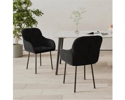 Eetkamerstoelen 2 st fluweel zwart