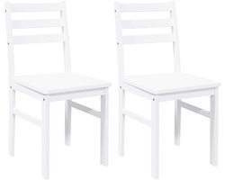 Eetkamerstoelen 2 st massief hout rubber wit