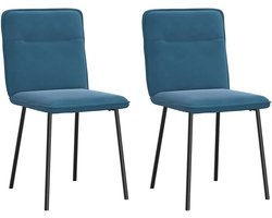 Eetkamerstoelen, 2 stuks, blauw, fluweel, moderne stoelen, eetkamerstoelen, keukenstoelen, keukenstoelen, ergonomische stoel, eetkamerstoelen, keukenstoelset, P4101219