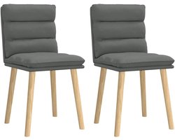 Eetkamerstoelen, 2 stuks, donkergrijze stof, ergonomische eetkamerstoelen met duurzaam polyesterweefsel en robuuste massief rubberen constructie voor duurzaam