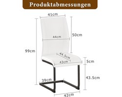 Eetkamerstoelen 2 Stuks – HomeByNicole Moderne PU Lederen Stoelen met Rugleuning, Metaal Frame en Voetsteun – Zwart & Wit – Comfortabel en Stijlvol voor Keuken, Eettafel, Bar en Woonkamer – Belastbaar tot 100kg