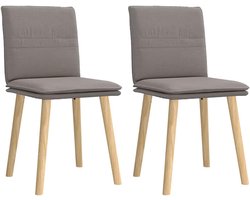 Eetkamerstoelen, 2 stuks, taupe, ergonomische eetkamerstoelen van massief hout, rubberen boom met polyesterweefsel, ademende stoelen voor eetkamer en woonkamer,