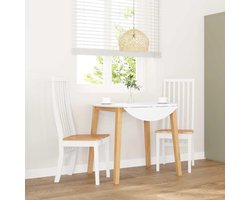 Eetkamerstoelen, 2 stuks, wit, massief hout, rubber, stoelen, eetkamerstoelen, comfortabele stoelen voor slaapkamer