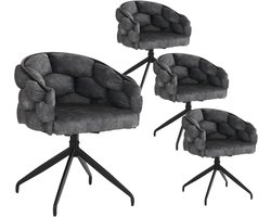 Eetkamerstoelen 4 Stuks 45x44x77.5cm Grijs Velours 360 Graden Draaibaar Met Rugleuning Bubble Stoelen Ergonomisch Modern Design Geschikt Voor Woonkamer Eetkamer Kaptafel