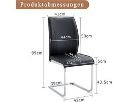 Eetkamerstoelen 4er Set – HomeByNicole Luxe PU Leren Stoelen met Metalen Frame en Voetsteun – Zwarte Moderne Stoelen voor Keuken, Eettafel, Bar en Woonkamer – Comfortabel, Duurzaam en Belastbaar tot 100 kg
