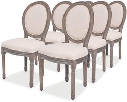 Eetkamerstoelen, 6 stuks, crèmestof, eetkamermeubels, multifunctionele eetkamerstoel voor kantoor