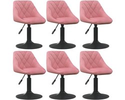 Eetkamerstoelen, 6 stuks, draaibaar, roze, fluweel, woonkamerstoelen, eetkamerstoelen, voor slaapkamer