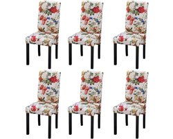 Eetkamerstoelen, 6 stuks, meerkleurig, stof, woonkamerstoelen, eetkamermeubels voor kantoor