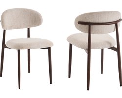 Eetkamerstoelen Celia Beige Walnoot Santi Set van 2