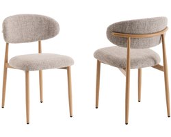 Eetkamerstoelen Celia Taupe Naturel Santi Set van 2