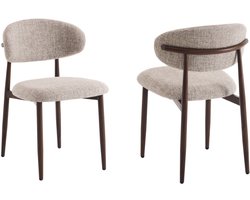 Eetkamerstoelen Celia Taupe Walnoot Santi Set van 2