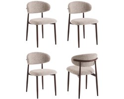 Eetkamerstoelen Celia Taupe Walnoot Santi Set van 4