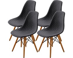 Eetkamerstoelen Covers 2/4/6 stuks, stijl shell eetkamerstoel Mid Century moderne stoel sipcover, gewatteerde dining accent side stoelhoezen (grijs, 4 stuks)