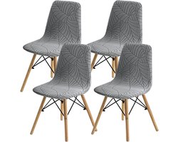 Eetkamerstoelen Covers 4 stuks - stijl shell eetkamerstoel Mid Century Moderne stoel Sipcover - gewatteerde dining accent side stoelhoezen - lichtgrijs