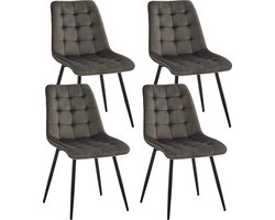 Eetkamerstoelen - Design Stoelen – Gestoffeerd - Kuipstoel - Stoel – Stoelen - Eetkamerstoelen Set van 4 - Donkergrijs