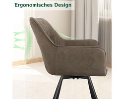 Eetkamerstoelen Draaibaar Set van 4 – Ganeey Luxe Fluwelen Stoelen met Armleuning – 180° Draaifunctie met Terugkeermechanisme – Moderne Comfortabele Eetkamerstoelen Fluweel Bruin – Houten Look Onderstel – Ergonomisch Design voor Eetkamer, Keuken & Wo