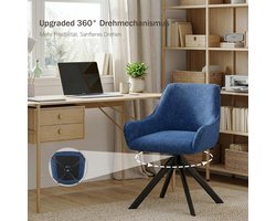 Eetkamerstoelen Draaibaar Set van 6 met Armleuningen 62 x 57 x 82 cm Donkerblauw Chenille – 360° Draaistoelen met Rugleuning, Gestoffeerde Keukenstoelen, Moderne Eetkamerstoelen, Luxe Stoelen voor Eetkamer en Woonkamer – Mobili Bella