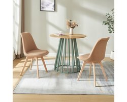 Eetkamerstoelen Fläten set van 4 stuks bouclé taupe en naturel [en.casa]