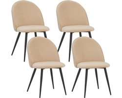 Eetkamerstoelen - fluwelen bekleding - Set van 4 - Stijlvol - vintage design - Comfortabele - duurzame keukenstoelen