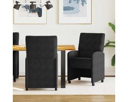 Eetkamerstoelen - Gestoffeerde stoelen - Comfortabel zitten - Met wieltjes - 58 x 67 x 97 cm - Zwart