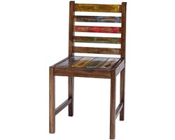 Eetkamerstoelen Hout - Vintage Stoelen - Eetkamer Decoratie - Handgemaakt Uniek - 45x45x86 cm - Multicolor