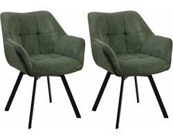 Eetkamerstoelen Jordi - Stoelen set - Comfortabel zitten - Met draaifunctie - 81 cm hoog - Groen