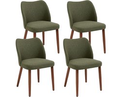 Eetkamerstoelen, keukenstoel met rugleuning, gestoffeerde stoel met houten poten, moderne stoelen voor eetkamer/woonkamer/restaurant, groen