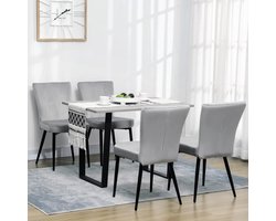 Eetkamerstoelen – Keukenstoelen – Kuipstoelen – Designstoelen – Stoelset – Velours Bekleding – Metalen Frame – Lichtgrijs – Set Van 4