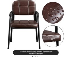 **Eetkamerstoelen, keukenstoelen met armleuningen, set van 2, gestoffeerde stoelen voor wachtruimte, bezoekersstoelen met hoogwaardige bekleding en kunstleren hoes**