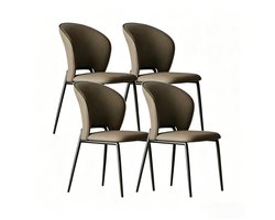 Eetkamerstoelen - Keukenstoelen - Open Rugleuning - 45x50x84 cm - Zonder armleuning - Microvezel Leer & 316L Koolstofstaal - Kunstleer - Ergonomisch - Hoge rugleuning - Metalen poten - Slijtvast en Vuilafstotend - Modern Design - Khaki