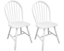 Eetkamerstoelen, keukenstoelen, veelzijdige zitgelegenheid, eetgroep, eetkamerstoelen, 2 stuks, wit, rubberen boom, massief hout, voor woonkamer, keuken, kantoor, slaapkamer