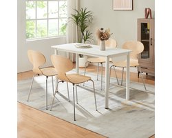 Eetkamerstoelen Kil set van 4 naturel en chroom [en.casa]