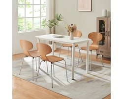 Eetkamerstoelen Kil set van 4 walnootkleurig en chroom [en.casa]