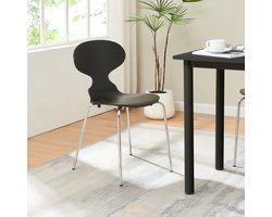 Eetkamerstoelen Kil set van 4 zwart en chroom [en.casa]