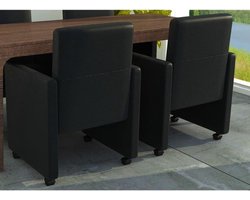 Eetkamerstoelen Kunstleer - Stoelen Set - Comfortabel Zitten - Ergonomisch Design - 2 stuks - Zwart