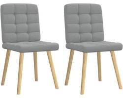 Eetkamerstoelen, lichtgrijs, stof, elegante gestoffeerde stoelen met metalen houten frame, comfortabele zitting met schuim, veelzijdig voor eetkamer en woonkamer, 2 stuks