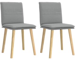 Eetkamerstoelen, lichtgrijze stof, ergonomisch design, rubberboom, massief houten stoelen met polyesterweefsel, comfortabele zitting, rugleuning, dik schuim, robuust en stabiel